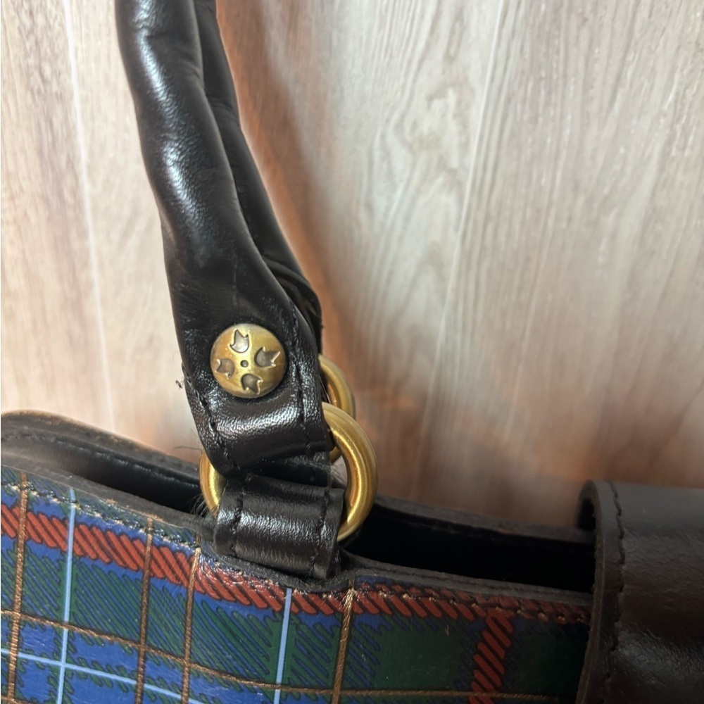 Patricia Nash Tartan Rienzo Satche Plaid Leather Shoulder Bag with Black Accents - Picture 4 of 13